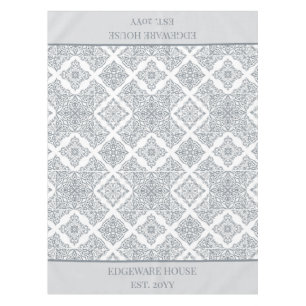 Personalised Grey and White Spanish Tiles Pattern Tablecloth