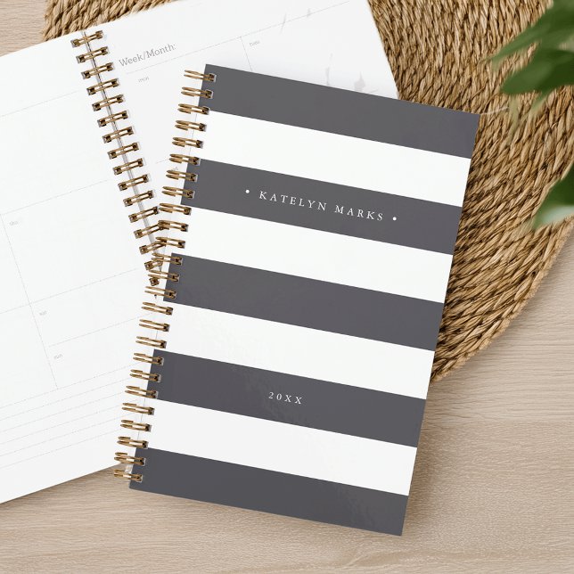 Personalised Grey and White Stripe Planner (Creator Uploaded)
