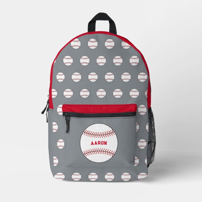 Personalised Grey Baseball Backpack  (Front)