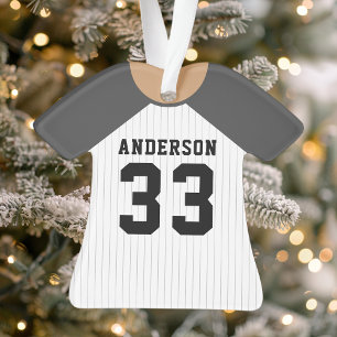 Personalised Grey Baseball Jersey Christmas Ornament