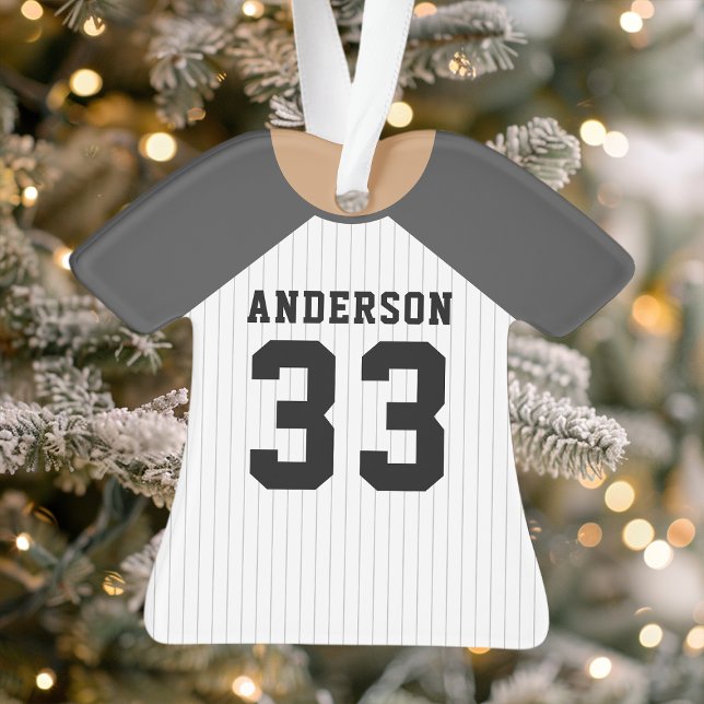Personalised Grey Baseball Jersey Ornament (Creator Uploaded)