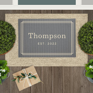 Personalised Grey Beige Family Last Name Monogram Doormat