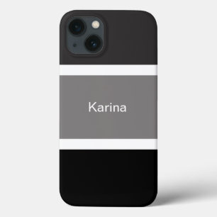 Personalised Grey Black And White Stripes Stylish iPhone 13 Case