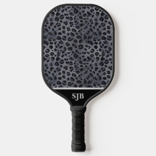 Personalised Grey & Black Leopard Pickleball Padd Paddle