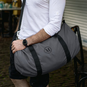 Personalised Grey Black Monogram Sport or Travel  Duffle Bag