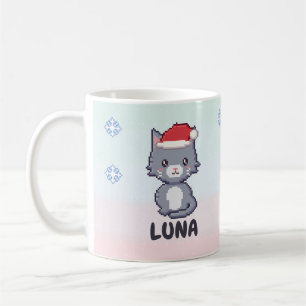 Personalised Grey Cat Christmas Mug