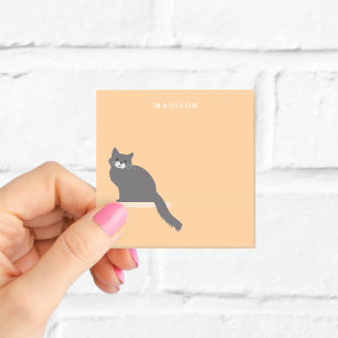 Personalised Grey Cat Orange Sticky Notes