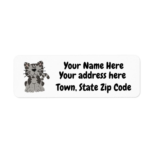 Personalised Grey Cat Return Address Labels (Front)