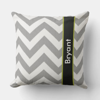 Personalised Grey Chevron Throw Pillow
