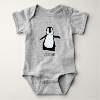 Personalised grey cute penguin illustration baby