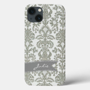 Personalised Grey Damask iPhone 6 Case