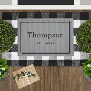 Personalised Grey Family Last Name Monogram Doormat