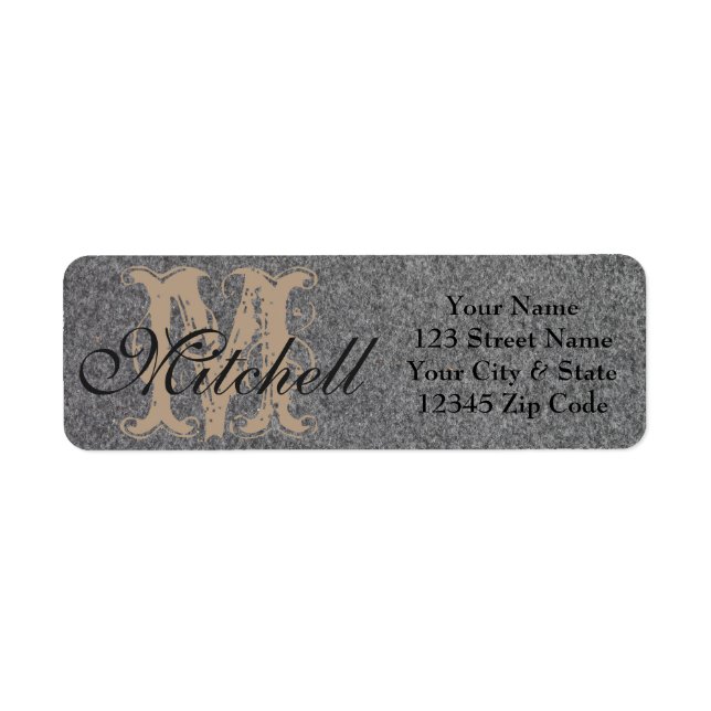Personalised Grey Felt return address labels (Front)