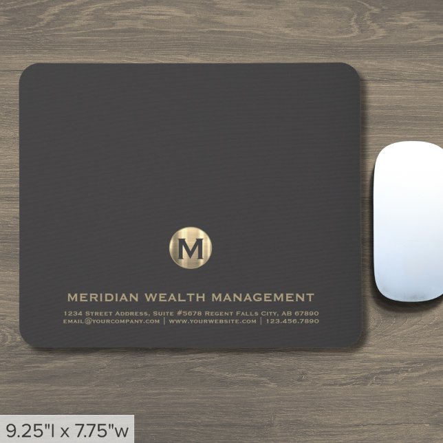 Personalised Grey Gold Business Monogram Mouse Pad (Creator Uploaded)