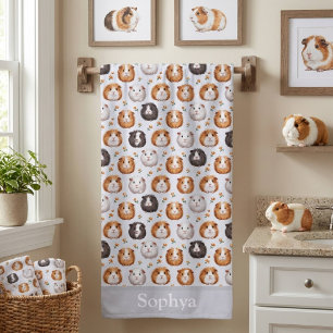 Personalised Grey Guinea Pig Kids Beach Towel