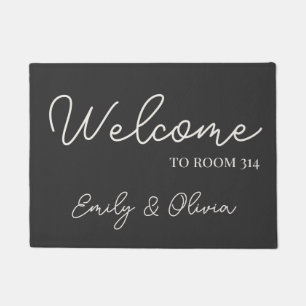 Personalised Grey Ivory Dorm Doormat with Names