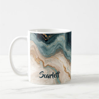 Personalised Grey Marble Swirl Name Mug