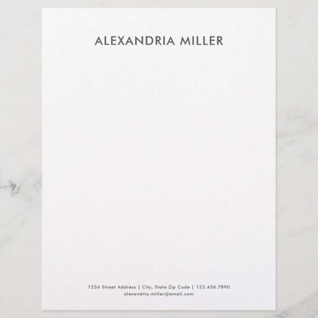 Personalised Grey Minimalist Letterhead (Front)