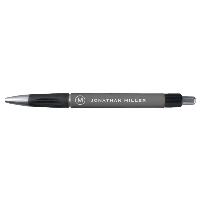 Personalised Grey Minimalist Monogram Pen (Front)