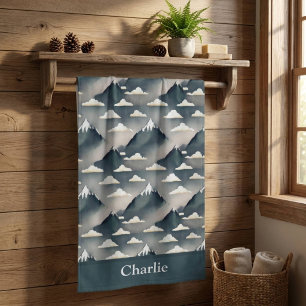 Personalised Grey Mountain Bath Towel