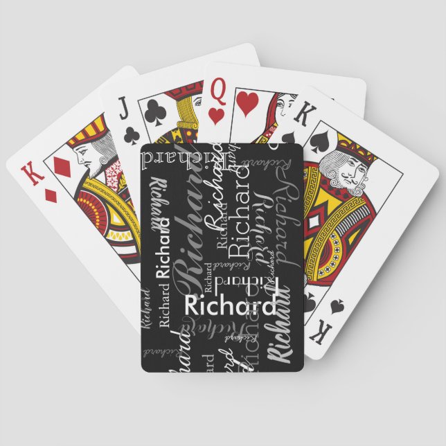 Personalised Grey Name Black Typography Playing Cards (Back)