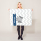 Personalised Grey Navy Blue Chevron Elephant