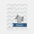 Personalised Grey Navy Blue Chevron Elephant