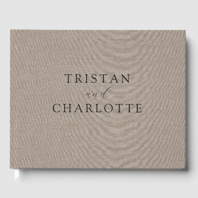 Personalised Grey Olive Faux Linen Guest Book (Front)