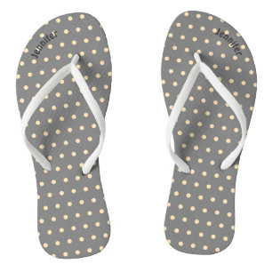 Personalised Grey & Peach Polka Dot Thongs