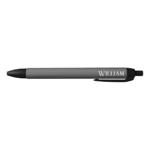 Personalised grey pinstripes black ink pen