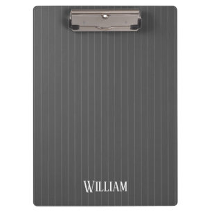 Personalised grey pinstripes clipboard
