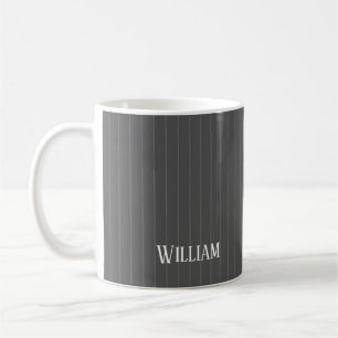 Personalised grey pinstripes coffee mug