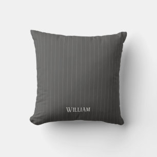 Personalised grey pinstripes cushion