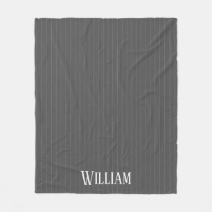 Personalised grey pinstripes fleece blanket