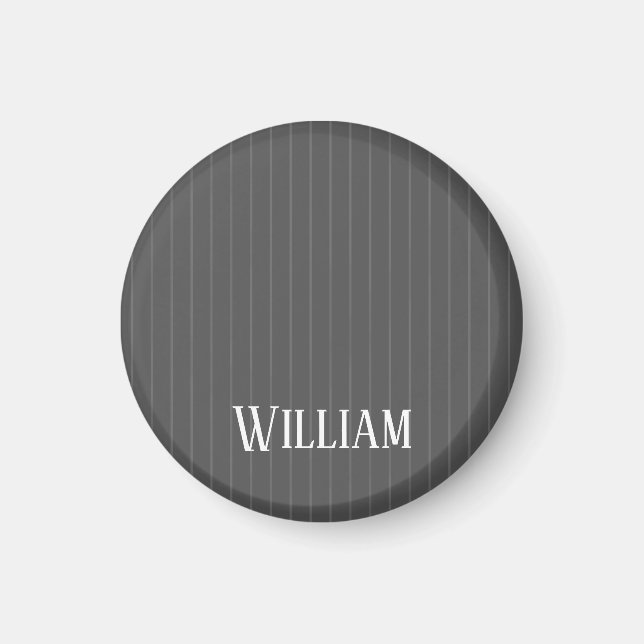 Personalised grey pinstripes magnet (Front)