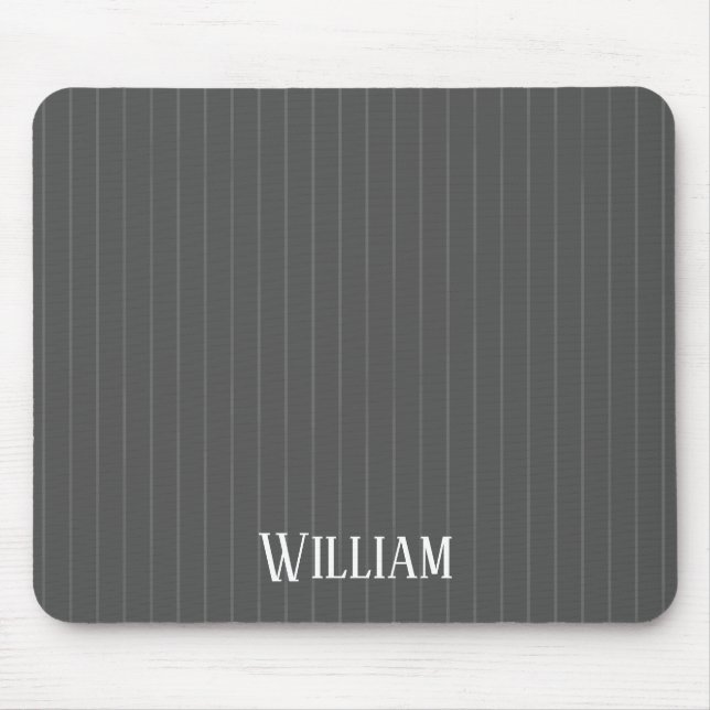 Personalised grey pinstripes mouse pad (Front)