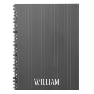 Personalised grey pinstripes notebook