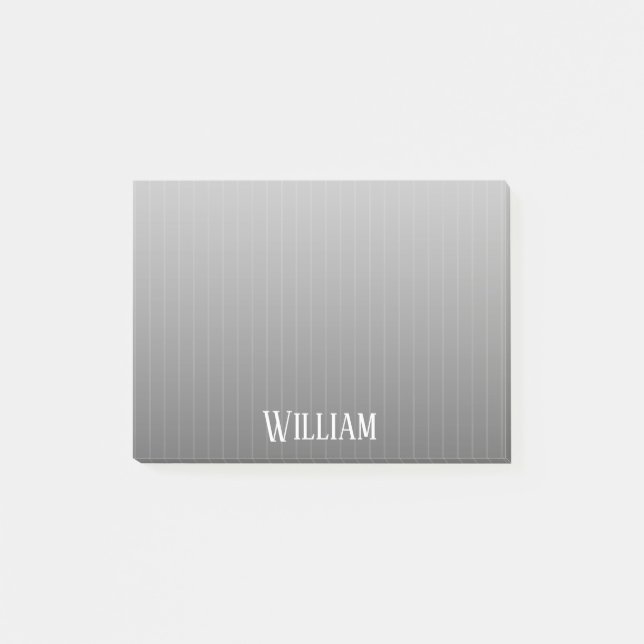 Personalised grey pinstripes post-it notes (Front)