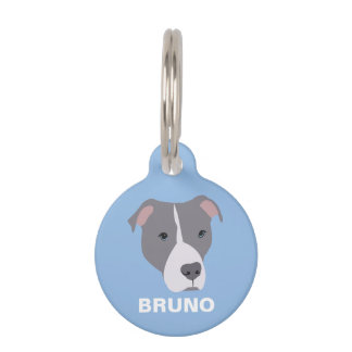 Personalised Grey Pit Bull Dog Pet Tag