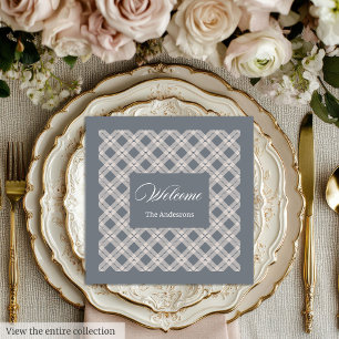 Personalised Grey Plaid Napkins Chic Table Style