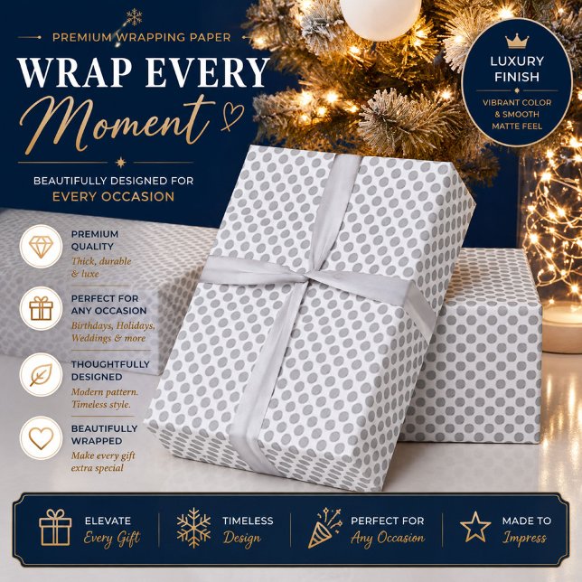 Personalised Grey Polka Dot Wrapping Paper (Creator Uploaded)