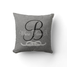 Personalised Grey Rustic Monogram Family Pillow