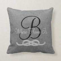 Personalised Grey Rustic Monogram Family Pillow