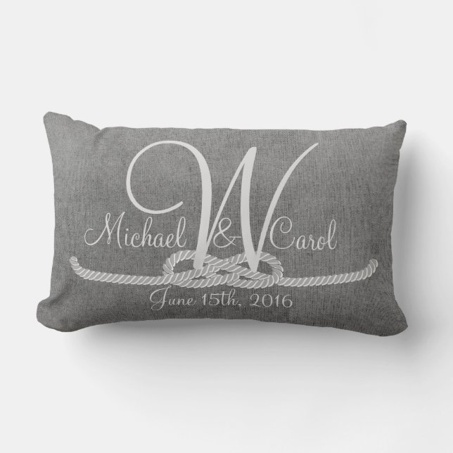 Personalised Grey Rustic Monogram Family Pillow (Front)