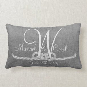 Personalised Grey Rustic Monogram Family Pillow