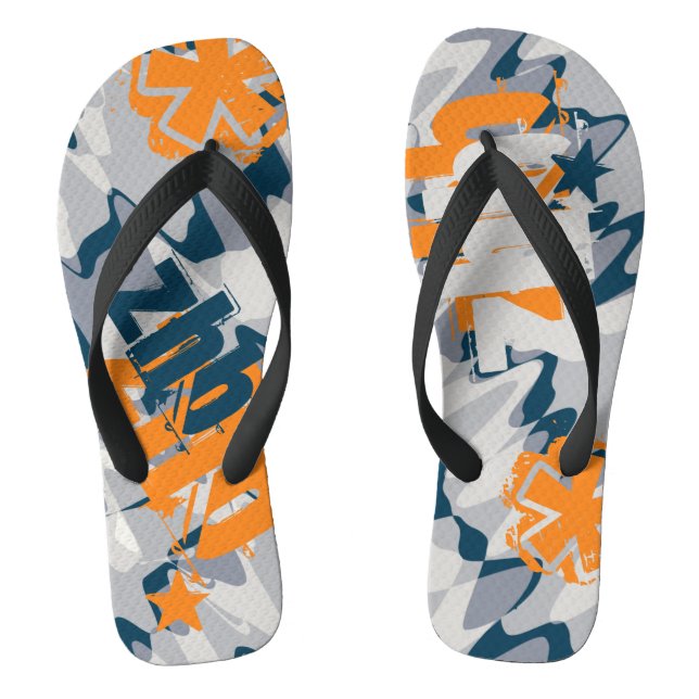 Personalised Grey Shock Wave Camouflage Thongs (Footbed)