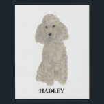 Personalised Grey Silver Poodle Faux Canvas Print<br><div class="desc">I am in love with this beautifully detailed watercolor illustration of a grey or silver poodle dog! Personalise these canvas prints with your name or monogram and even and change the background colour to compliment your decor! Shop the rest of my collection for the sweetest housewarming, bridal shower, teacher, mother-in-law,...</div>