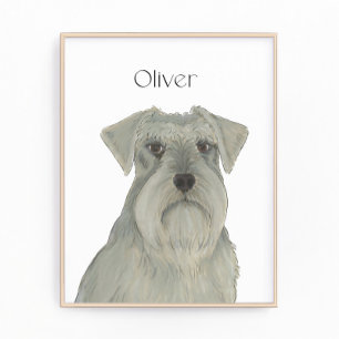 Personalised Grey Silver Schnauzer Art Photo Print