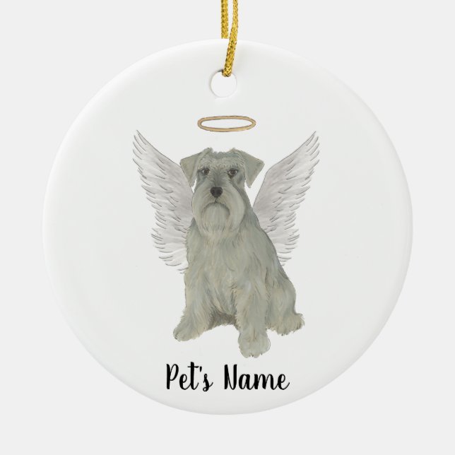 Personalised Grey Silver Schnauzer Ceramic Ornament (Front)