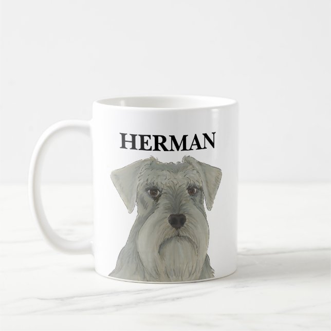 Personalised Grey Silver Schnauzer Coffee Mug (Left)